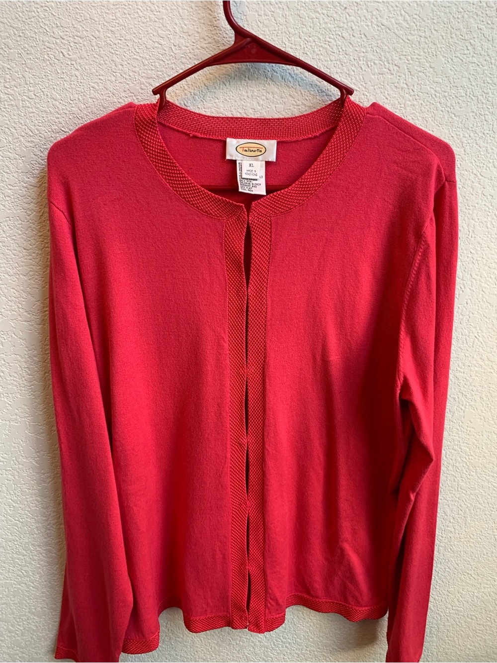 Talbots Raspberry Open-Front Knit Cardigan